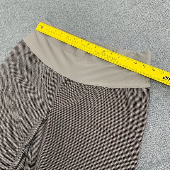 DUO Maternity Plaid Cropped Dressy Pants Medium Stretch Black Tan - Picture 2 of 12